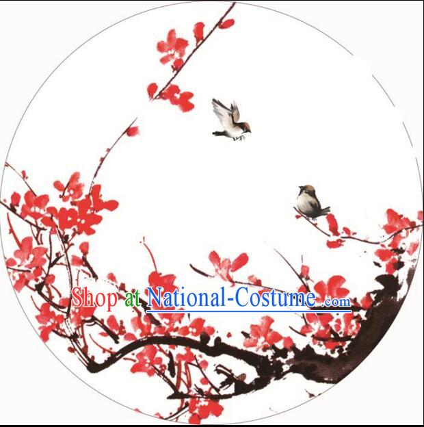 Chinese Classic Handmade Oiled Paper Umbrella Parasol Sunshade Dancing Plum Bird