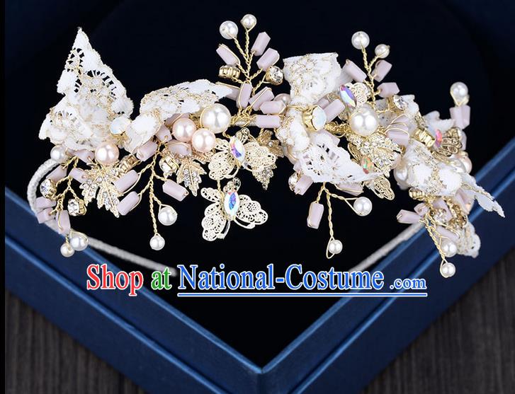 Traditional Jewelry Accessories, Princess Hair Accessories, Bride Wedding Hair Accessories, Baroco Style Crystal Lace Headwear for Women