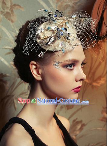 Traditional Jewelry Accessories, Princess Hair Accessories, Bride Wedding Hair Accessories, Hat, Baroco Style Hats Veil for Women