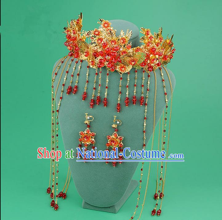 Chinese Ancient Style Hair Jewelry Accessories, Hairpins, Hanfu Xiuhe Suits Wedding Bride Headwear, Headdress, Imperial Empress Handmade Hair Fascinators for Women