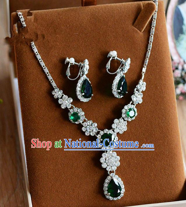 Traditional Jewelry Accessories, Palace Princess Wedding Accessories, Baroco Style Crystal Earrings and Necklace Set for Women