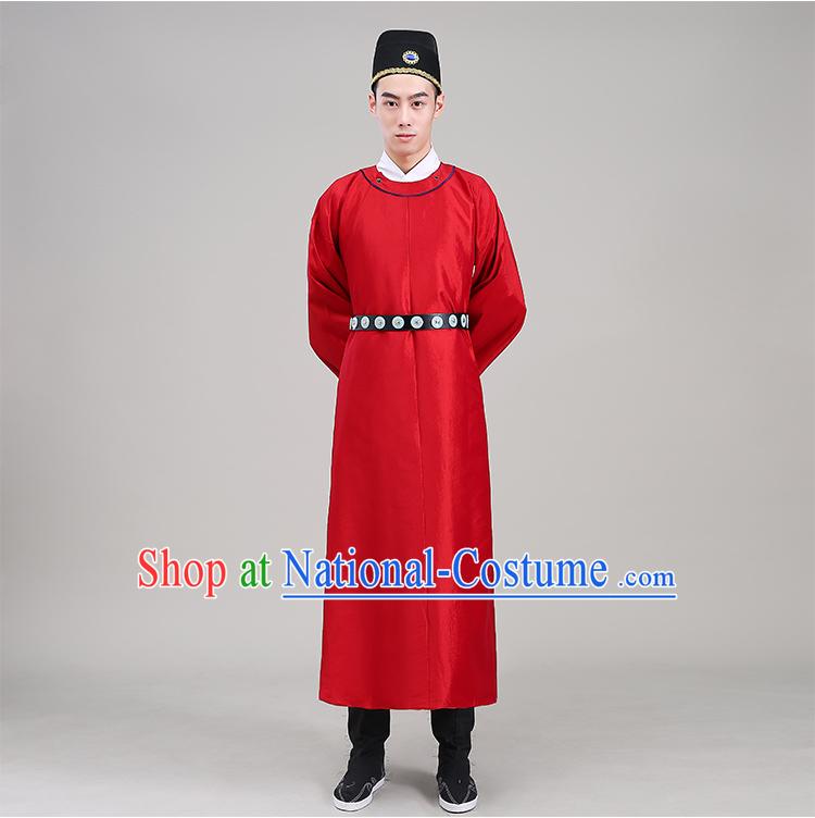 Tang Dynasty robes Traditional Regular Robe Tang Suit Cotton and linen Round Collar Round Neck attach collar Costume stage clothes Show