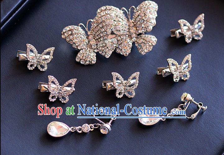 Traditional Jewelry Accessories, Palace Princess Wedding Hair Accessories, Hair Claws, Baroco Style Crystal Earrings Set for Women