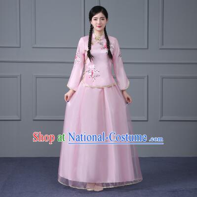 Chinese Traditional Girl Dress Min Guo Time Female Women Clothing Nobel Lady Pink