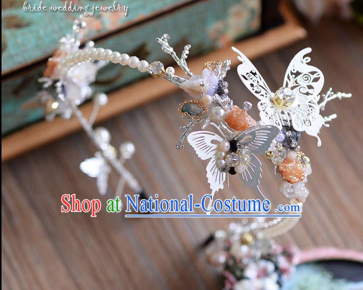 Traditional Jewelry Accessories, Princess Wedding Hair Accessories, Bride Wedding Hair Accessories, Headwear, Baroco Style Handmade Pearl Butterfly Hair Claw for Women