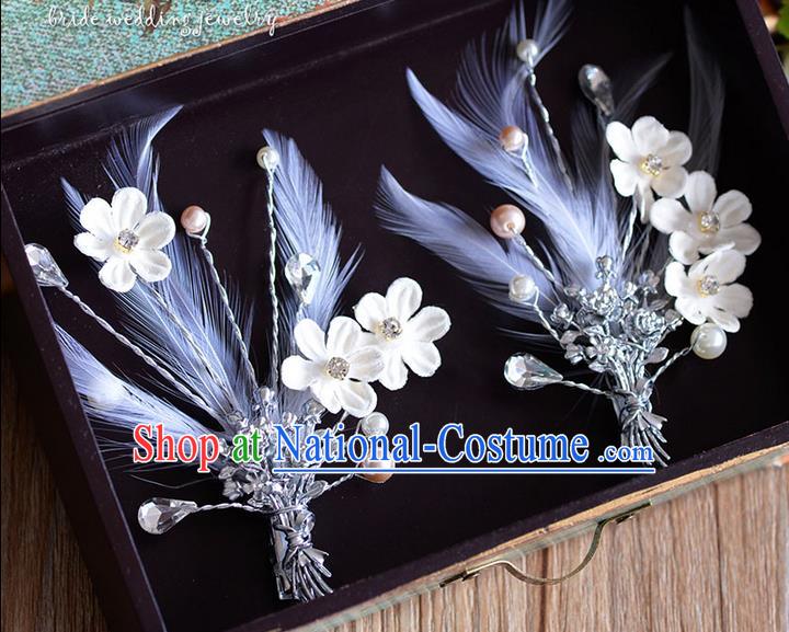 Traditional Jewelry Accessories, Princess Wedding Hair Accessories, Bride Wedding Hair Accessories, Headwear, Baroco Style Handmade Feather Flowers Hair Claw for Women