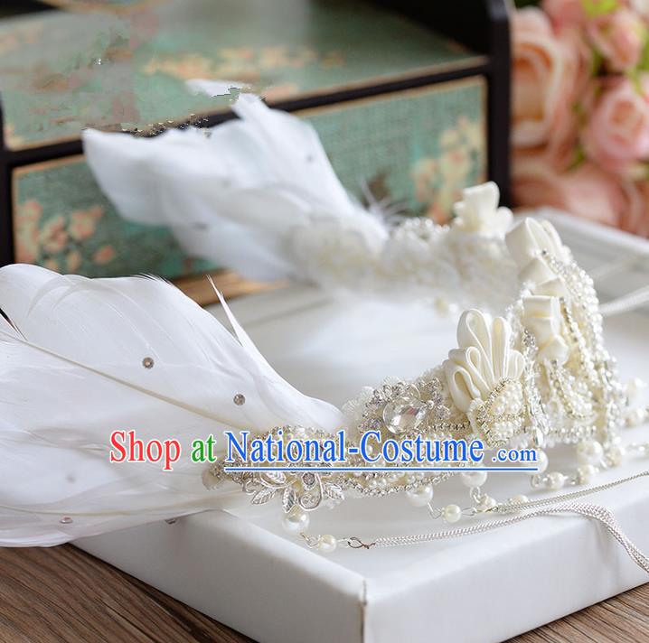 Traditional Jewelry Accessories, Palace Princess Bride Royal Crown, Engagement Royal Crown, Wedding Hair Accessories, Baroco Style Angel Feather Headwear for Women