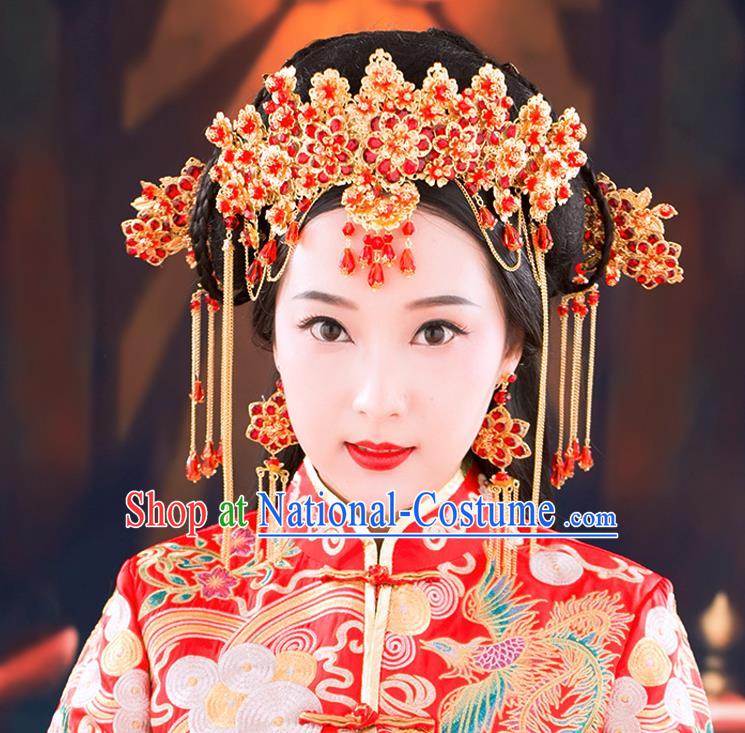 Chinese Ancient Style Hair Jewelry Accessories, Hairpins, Hanfu Xiuhe Suits Wedding Bride Headwear, Headdress, Imperial Empress Handmade Hair Fascinators for Women