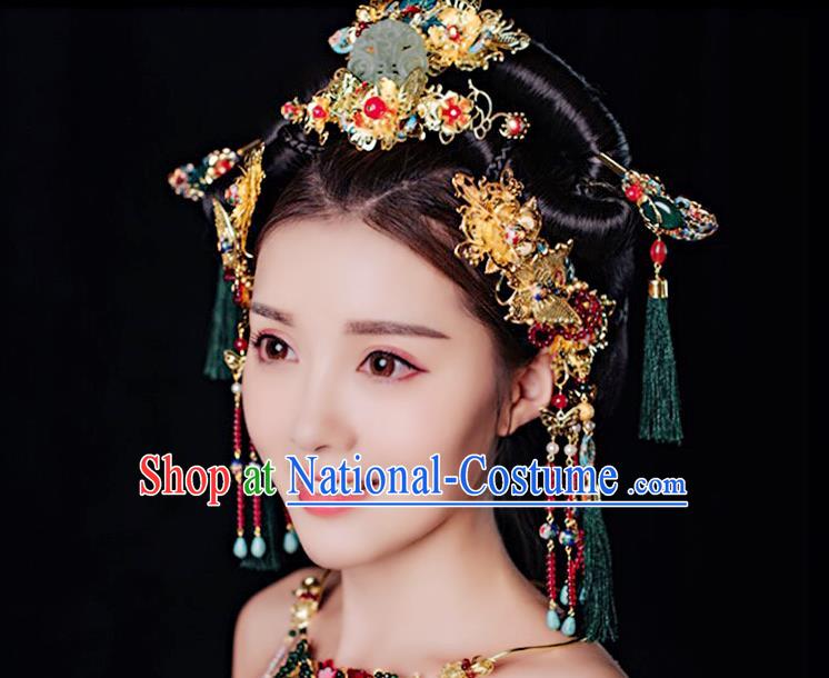 Chinese Ancient Style Hair Jewelry Accessories, Hairpins, Hanfu Xiuhe Suits Wedding Bride Headwear, Headdress, Imperial Empress Handmade Hair Fascinators for Women