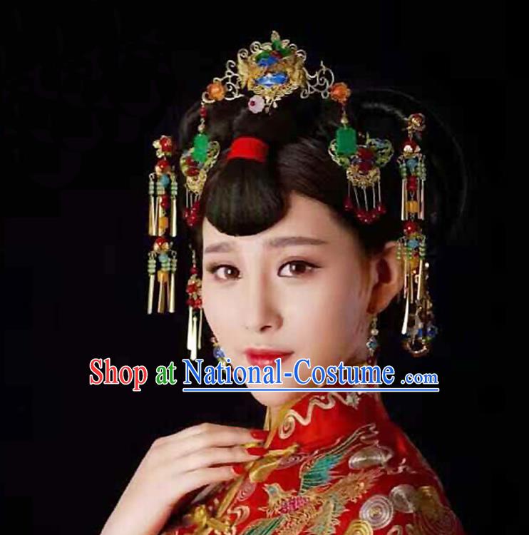 Chinese Ancient Style Hair Jewelry Accessories, Hairpins, Hanfu Xiuhe Suits Wedding Bride Headwear, Headdress, Imperial Empress Handmade Hair Fascinators for Women