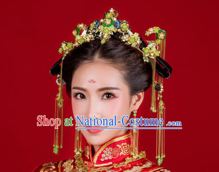 Chinese Ancient Style Hair Jewelry Accessories, Hairpins, Hanfu Xiuhe Suits Wedding Bride Headwear, Headdress, Imperial Empress Handmade Hair Fascinators for Women