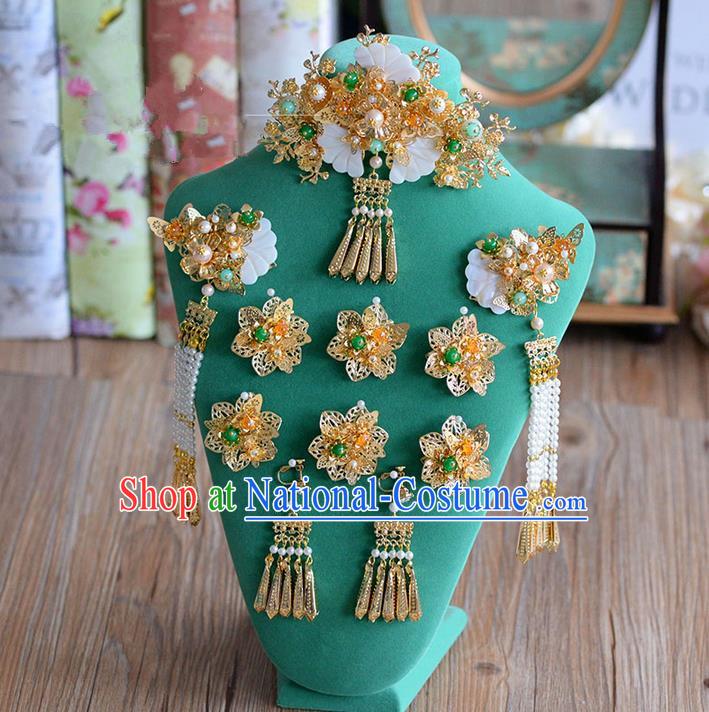 Chinese Ancient Style Hair Jewelry Accessories, Hairpins, Hanfu Xiuhe Suits Wedding Bride Headwear, Headdress, Imperial Empress Handmade Hair Fascinators for Women