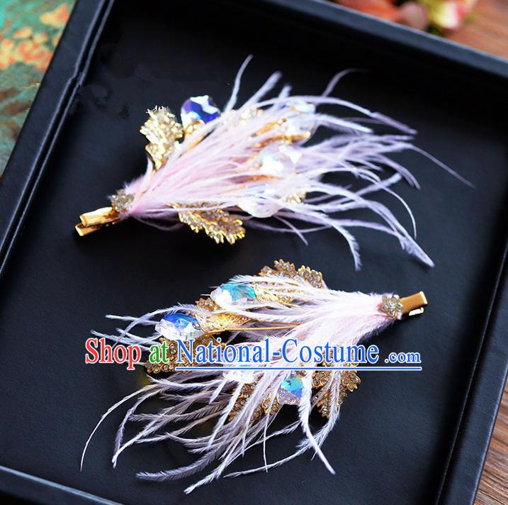 Traditional Jewelry Accessories, Princess Wedding Hair Accessories, Bride Wedding Hair Accessories, Headband, Baroco Style Handmade Crystal Feather Hair Claw for Women