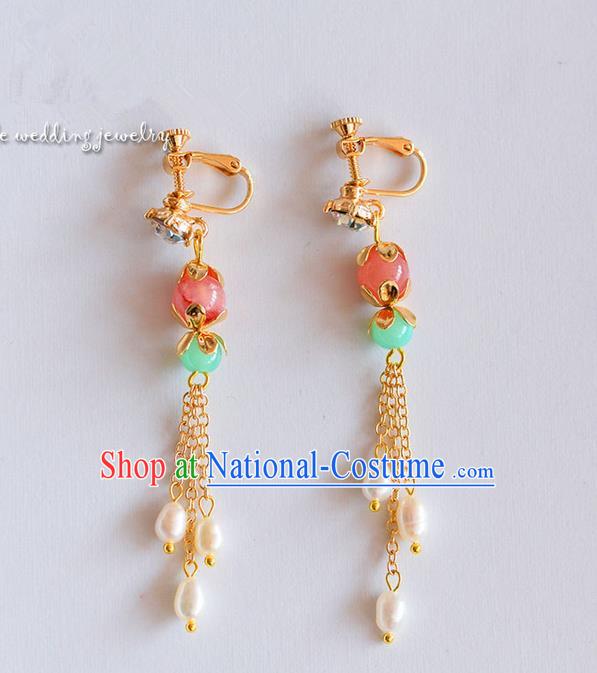 Chinese Ancient Style Jewelry Accessories, Earring, Hanfu Xiuhe Suits Wedding Bride Earrings for Women