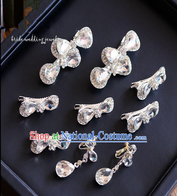 Traditional Jewelry Accessories, Palace Princess Wedding Hair Accessories, Hair Claws, Baroco Style Crystal Earrings Set for Women