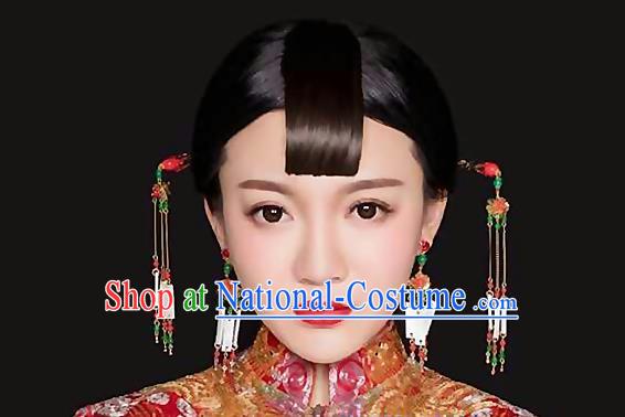 Chinese Ancient Style Hair Jewelry Accessories, Hairpins, Hanfu Xiuhe Suits Wedding Bride Headwear, Headdress, Imperial Empress Handmade Hair Fascinators for Women