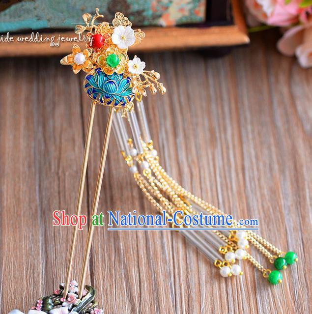 Chinese Ancient Style Hair Jewelry Accessories, Hairpins, Hanfu Xiuhe Suits Wedding Bride Headwear, Headdress, Imperial Empress Handmade Hair Fascinator for Women