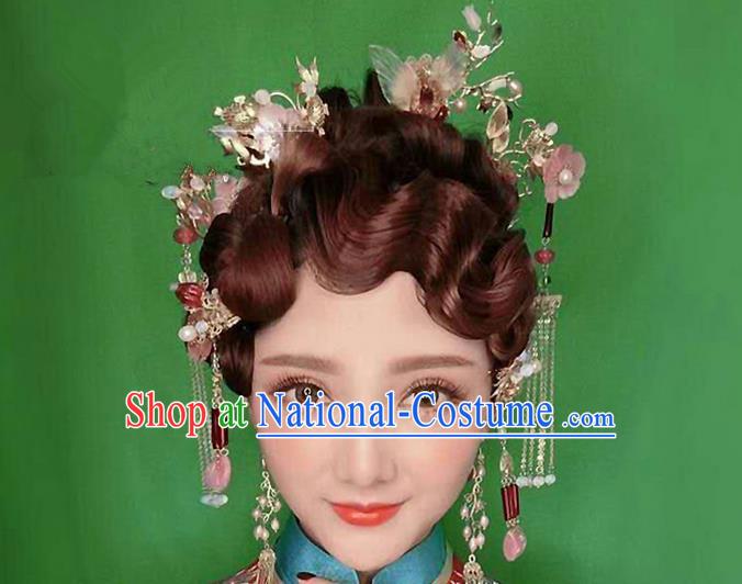 Chinese Ancient Style Hair Jewelry Accessories, Hairpins, Hanfu Xiuhe Suits Wedding Bride Headwear, Headdress, Imperial Empress Handmade Hair Fascinators Set for Women