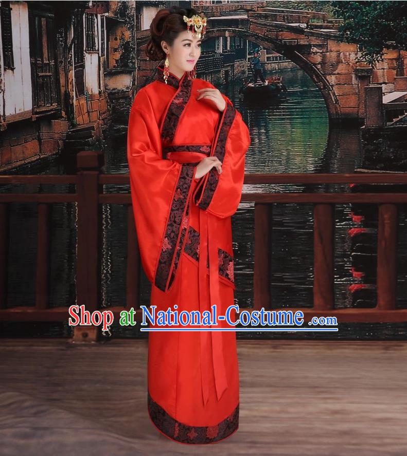 Ancient Chinese Palace Empress Costumes Complete Set, Han Dynasty Ancient Palace Princess Dance Wedding Clothing, Hanfu Curving Front Robe, Cosplay Fairy Imperial Consort Dress Suits For Women