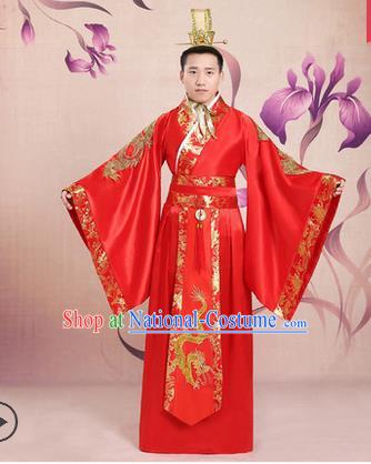 Ancient Chinese Palace Emperor Costumes Complete Set, Tang Dynasty Ancient Palace Majesty Wedding Clothing, Imperial King Robe Suits for Men