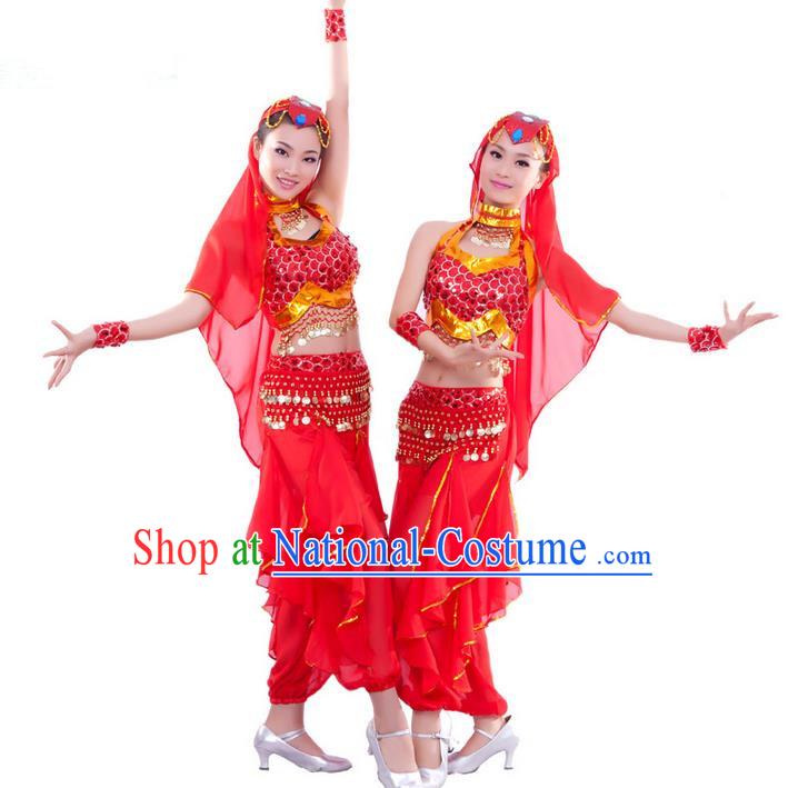 Traditional Indian Dancing Costume, Folk Dance Ethnic Costume, Chinese Xinjiang Nationality Dancing Costumes, Belly Dance Cloth for Women