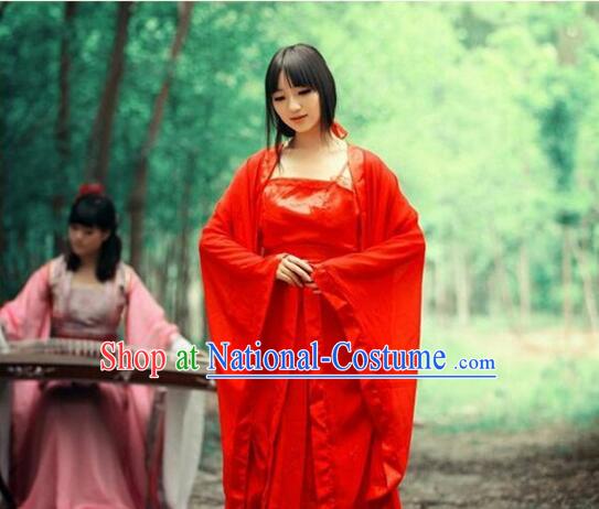 Chinese Classical Xiao Long Nv Costumes Complete The Return of the Condor Heroes Set Han Fu Stage Show Chiffon Dress Red