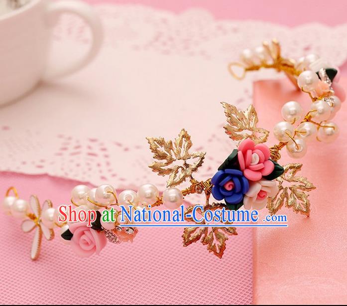 Chinese Wedding Jewelry Accessories, Traditional Bride Headwear, Wedding Tiaras, Imperial Bridal Baroco Style Wedding Pearl Royal Crown Hair Clasp