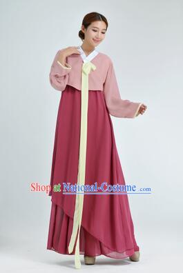 Korean Traditional Dress Women Clothes Show Costume Shirt Sleeves Korean Traditional Dress Dae Jang Geum Nude Pink Top Dark Red Skirt