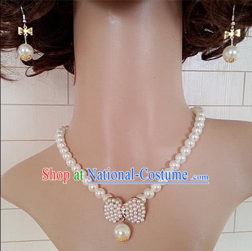 Chinese Wedding Jewelry Accessories, Traditional Bride Nceklace, Princess Wedding Necklet, Imperial Bridal Baroco Style Wedding Pearl Collar, Collarbone Chain