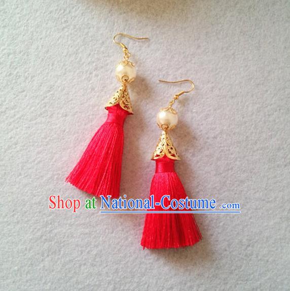 Chinese Wedding Jewelry Accessories, Traditional Xiuhe Suits Wedding Bride Earrings, Ancient Chinese Tassel Earrings