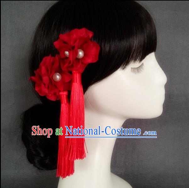 Chinese Wedding Jewelry Accessories, Traditional Xiuhe Suits Wedding Bride Headwear, Wedding Tiaras, Ancient Chinese Tassel Harpins, Bridal Hair Accessory