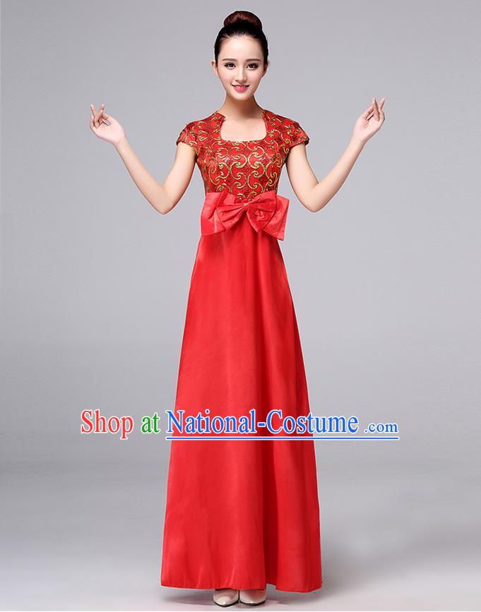 Chinese Classic Stage Performance Chorus Singing Group Dance Costumes, Chorus Competition Costume, Compere Costumes for Women