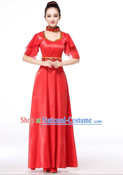 Chinese Classic Stage Performance Chorus Singing Group Dance Costumes, Chorus Competition Costume, Compere Costumes for Women