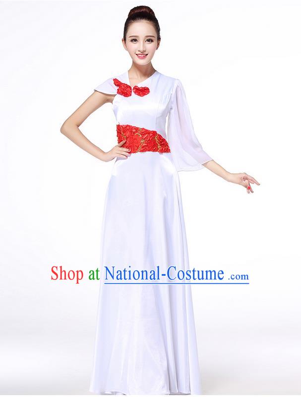 Chinese Classic Stage Performance Chorus Singing Group Dance Costumes, Chorus Competition Costume, Compere Costumes for Women