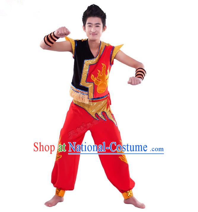 Traditional Chinese Yangge Fan Dancing Costume, Dragon Dancing Clothes, Folk Dance Yangko Costume for Men