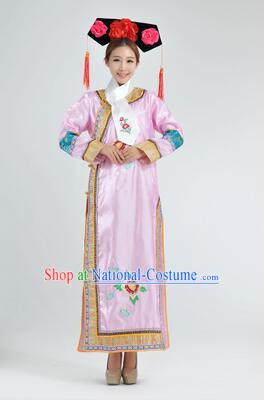 Qipao Qing Dynasty Clothing Empresses in the Palace Qing Chuang Stage Costumes Pink