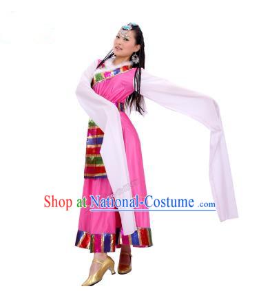 Traditional Chinese Zang Nationality Dancing Costume, Folk Dance Ethnic Costume, Chinese Minority Nationality Tibetan Dance Costume for Women