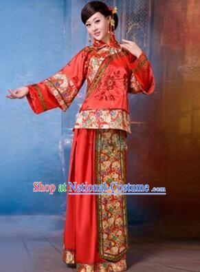 Traditional Chinese Women Dress Bride Clothes Wedding Long Dress Evening Dresses