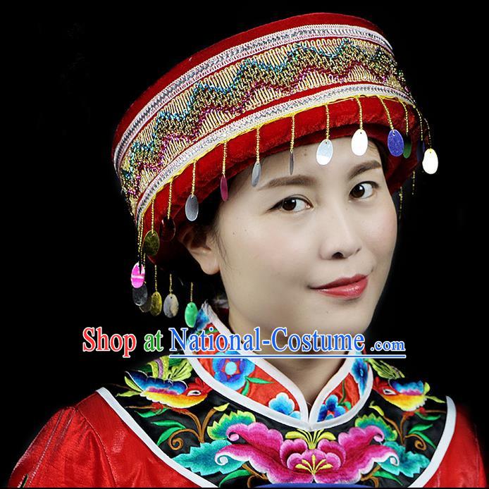 Chinese Traditional Miao Minority Hmong Folk Ethnic Hat, Embroidery Bell Hat for Women