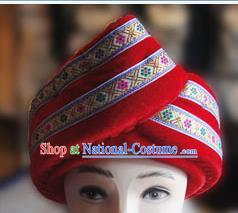 Chinese Traditional Miao Minority Hmong Folk Ethnic Hat, Tujia Minority Embroidery Hat for Men