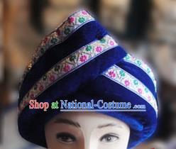 Chinese Traditional Miao Minority Hmong Folk Ethnic Hat, Tujia Minority Embroidery Hat for Men