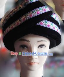 Chinese Traditional Miao Minority Hmong Folk Ethnic Hat, Tujia Minority Embroidery Hat for Men