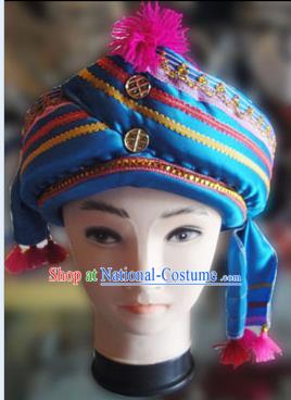 Chinese Traditional Miao Minority Hmong Folk Ethnic Hat, Tujia Minority Hat for Men