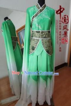 Chinese Traditional Costume Empresses in the Palace Water Sleeves Qi Xian nv Dancing Clothes Jing Hong Wu Green