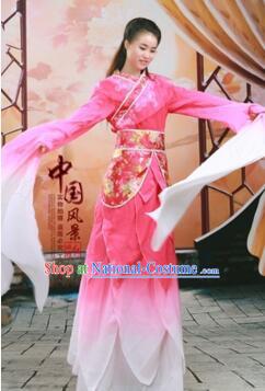 Chinese Traditional Costume Empresses in the Palace Water Sleeves Qi Xian nv Dancing Clothes Jing Hong Rose Red