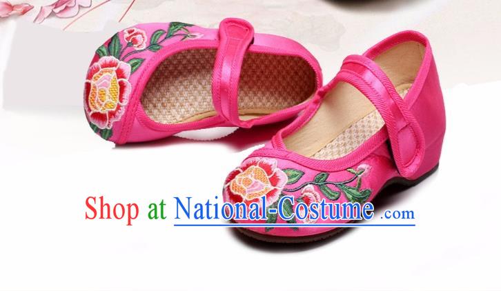 Traditional Chinese Folk Dance Shoes, Children Embroidered Shoes, Chinese Embroidery Fabric Shoes for Kids