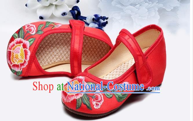 Traditional Chinese Folk Dance Shoes, Children Embroidered Shoes, Chinese Embroidery Fabric Shoes for Kids