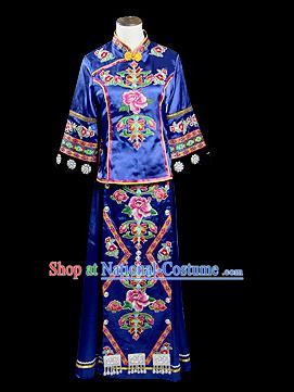 Traditional Chinese Tujia Nationality Dancing Costume, Tujia Female Folk Dance Ethnic Pleated Skirt, Chinese Minority Nationality Embroidery Costume for Women