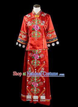 Traditional Chinese Tujia Nationality Dancing Costume, Tujia Female Folk Dance Ethnic Pleated Skirt, Chinese Minority Nationality Embroidery Costume for Women