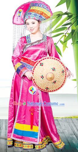 Traditional Chinese Miao Nationality Dancing Costume, Hmong Female Folk Dance Ethnic Pleated Skirt and Headwear, Chinese Minority Nationality Embroidery Costume and Hat for Women